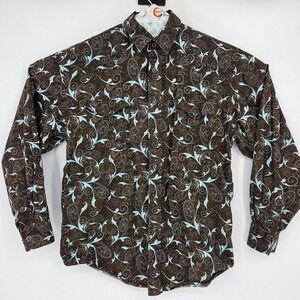 Panhandle Slim Shirt Mens Medium Western Pearl Snap Long Sleeve Paisley
